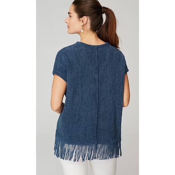 J. Jill Blue Fringe Hem Top - Picture 2 of 16